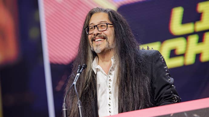 John Romero astatine the GDC Awards 2023