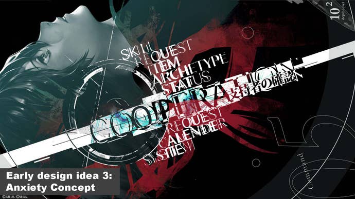 Metaphor: ReFantazio UI concept design with protagonist head and dark colours