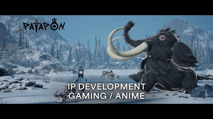 Patapon image from Sony's CES 2024 conference showing the series' creatures and a 3D woolly mammoth.