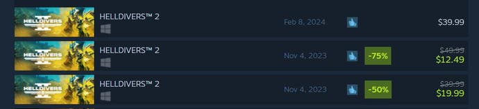 Fake Helldivers 2 games on Steam