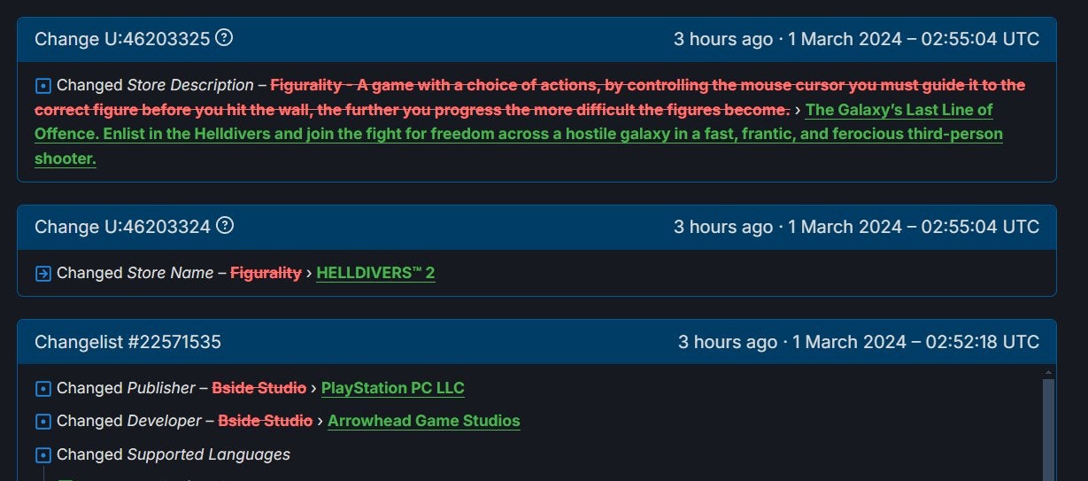 Fake Helldivers 2 SteamDB history