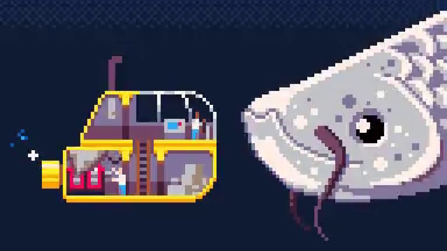 A tiny submarine meets a giant fish. - 1