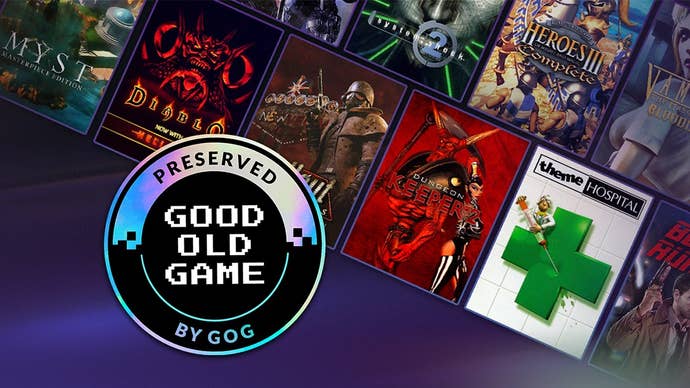 GOG’s Good Old Game/Preserved by GOG badge over a collage of the various games that have earned it.