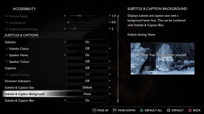God of War: Ragnarok accessibility options