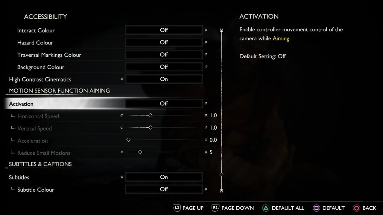 God of War: Ragnarok accessibility options