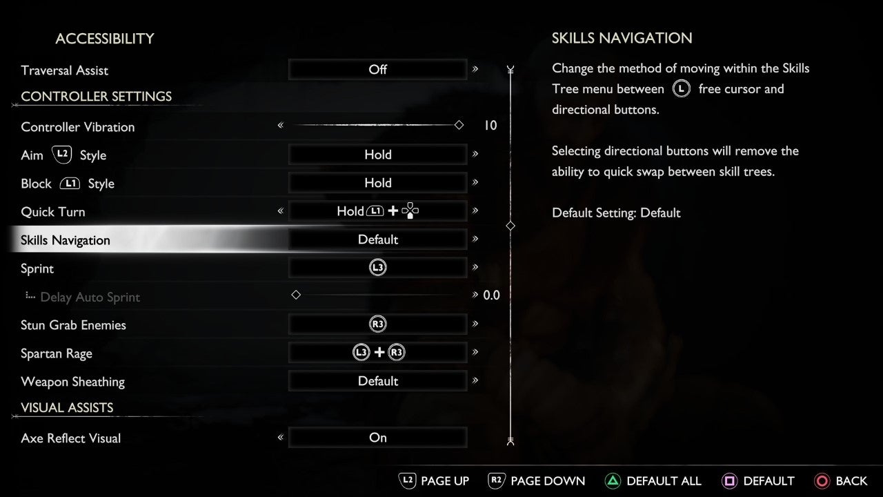 God of War: Ragnarok accessibility options