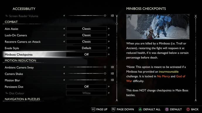 God of War: Ragnarok accessibility options