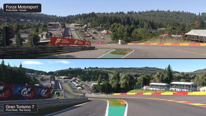 forza vs gran turismo 7 comparison: eau rouge and raidillon