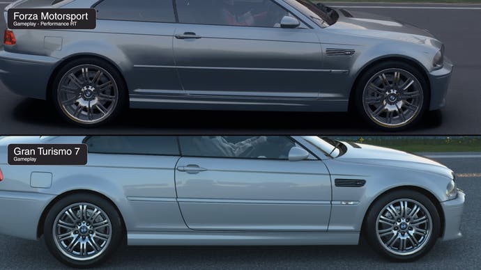 forza vs gran turismo 7 comparison: bmw m3 panel gaps