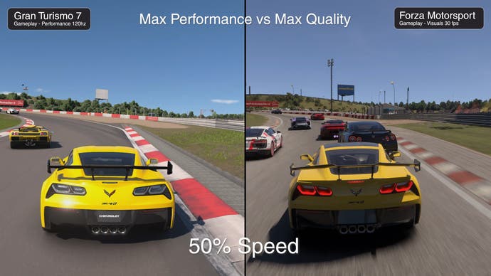 forza vs gran turismo 7 comparison: 120hz vs 30fps modes