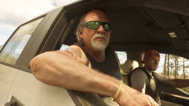 grand theft auto 6 screenshot showing two people in a car in stunning realism