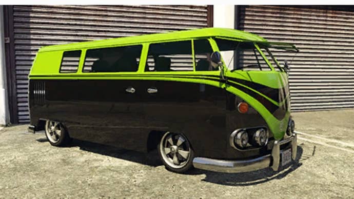 GTA Online Black and Green BF Surfer Custom vehicle