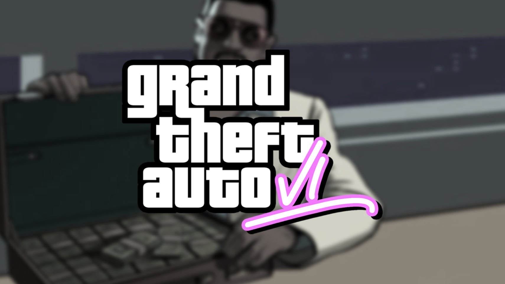 Custom GTA 6 logo over the top of Lance Vance from Vice City Stories, holding a briefcase full of money. - 1