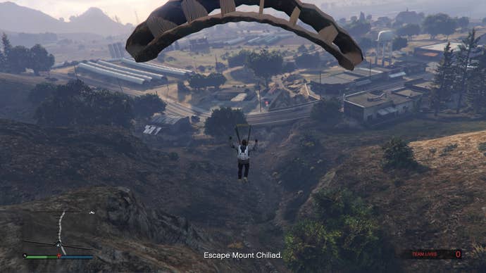 Parachuting off Mount Chiliad in GTA Online's Criminal Enterprise update