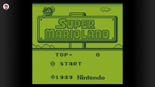 Super Mario Land's title screen on the Game Boy.