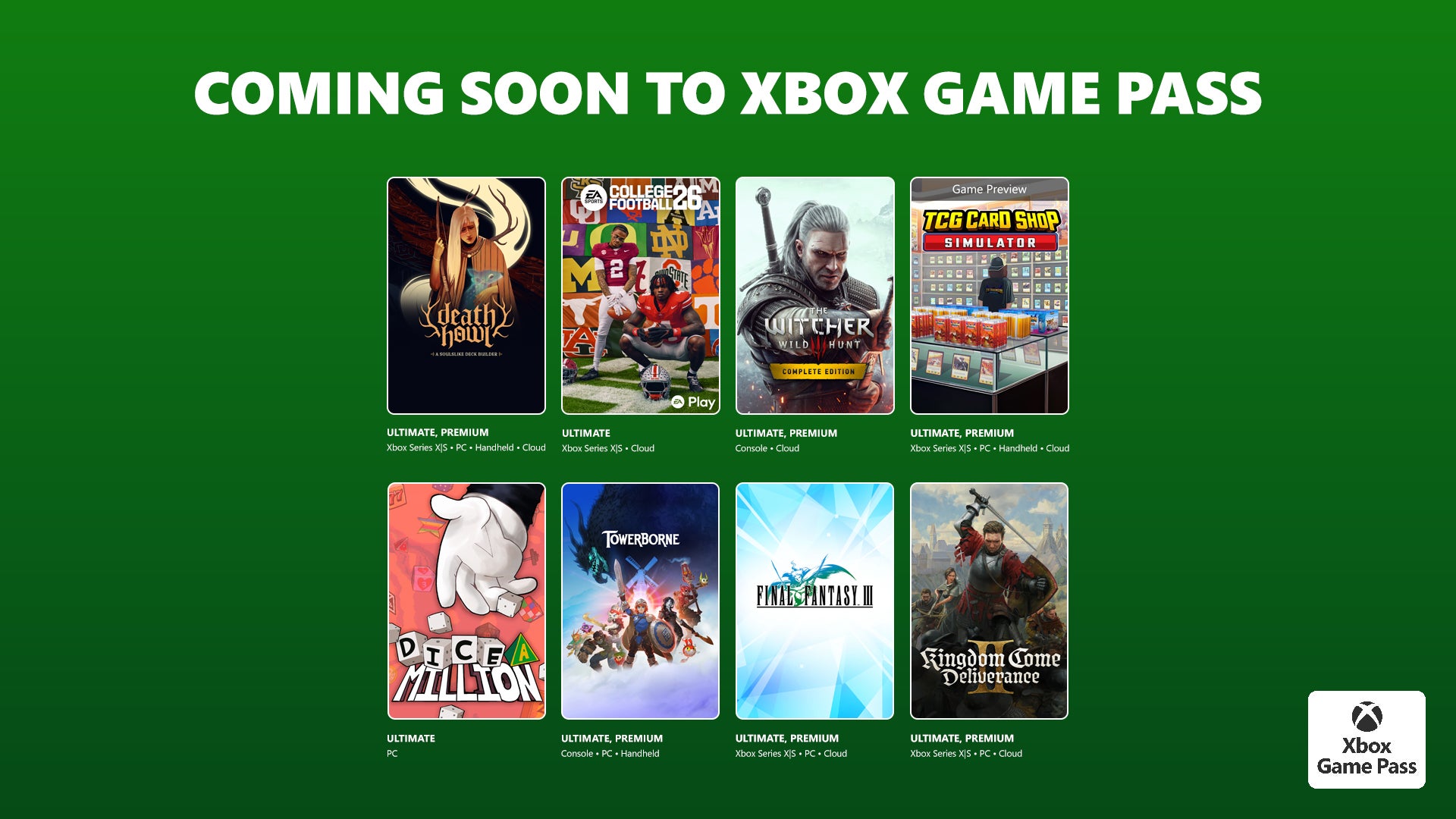Game Pass games coming to the service