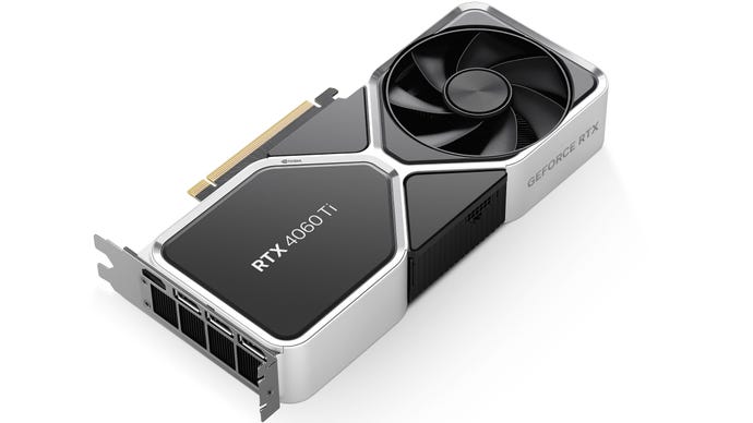 The Nvidia GeForce RTX 4060 Ti graphics card against a white background.