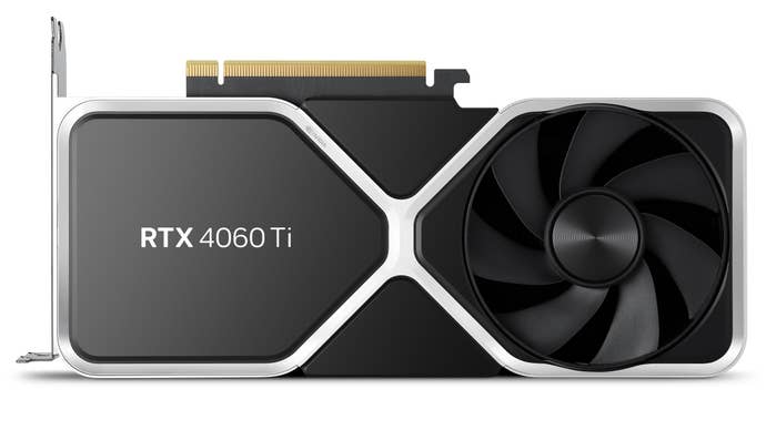 The Nvidia GeForce RTX 4060 Ti graphics card against a white background.