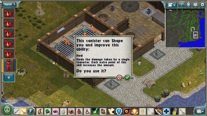 A pop-up message with a canister conundrum in Geneforge 2 - Infestation.
