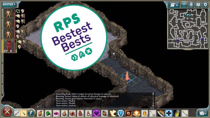 Fighting the RPS Bestest Best badge in a Geneforge 2 - Infestation cavern.