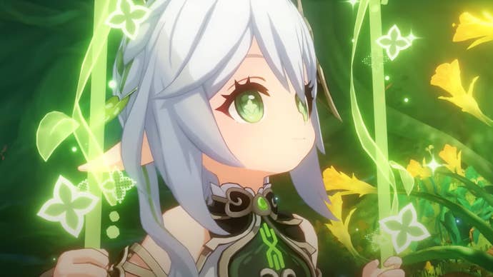A screenshot of Dendro archon Nahida from Genshin Impact’s 3,2 update