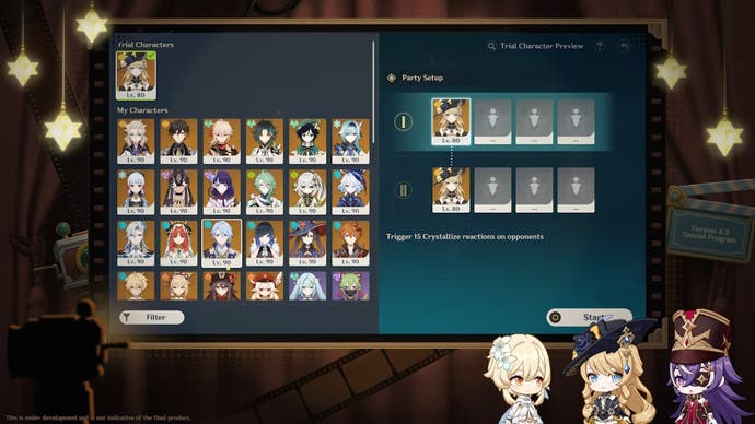 character selection menu with navia highlighted for the dance of resolute event in version 4.3