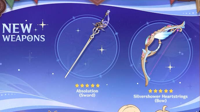 Clorinde and Sigewinne’s siganture weapons revealed in the Genshin Impact 4.7 livestream.