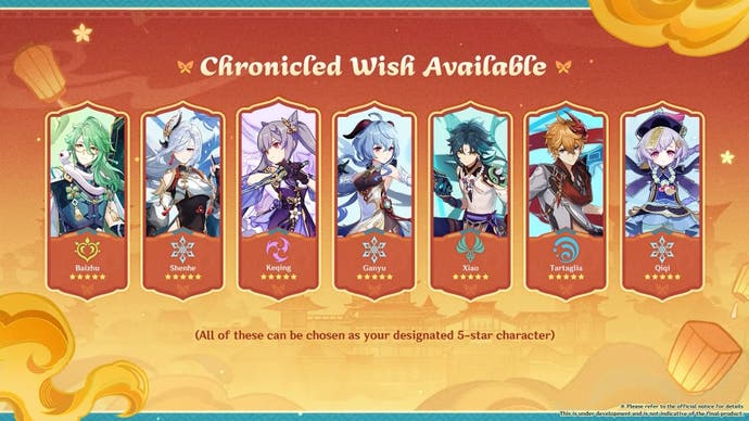 Version 5.3 Chrinicled Wish Banner in Genshin Impact with Liyue characters.