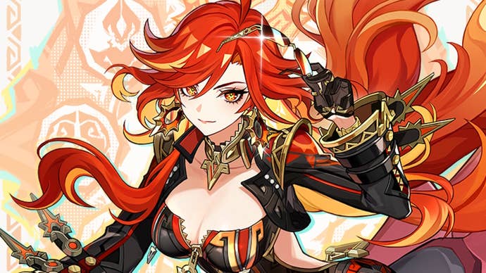 Cropped view of Mavuika’s drip marketing for Genshin Impact.