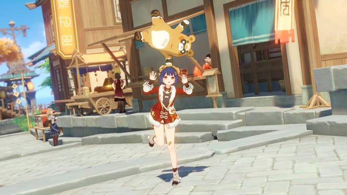 Xiangling in her Lantern Rite outfit in Genshin Impact.