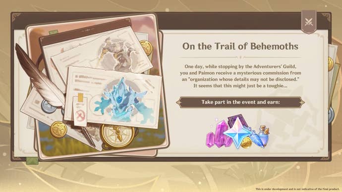 Details of the Trail of Behemoths event in Genshin Impact.