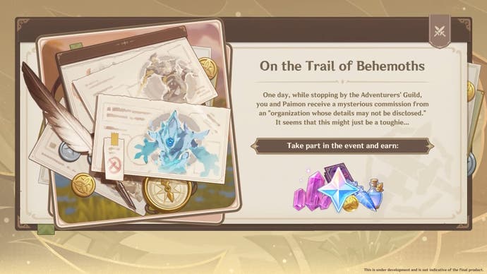 Details of the Trail of Behemoths event in Genshin Impact.