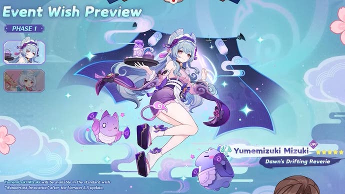 Banner details for Mizuki in Version 5.4 of Genshin Impact.