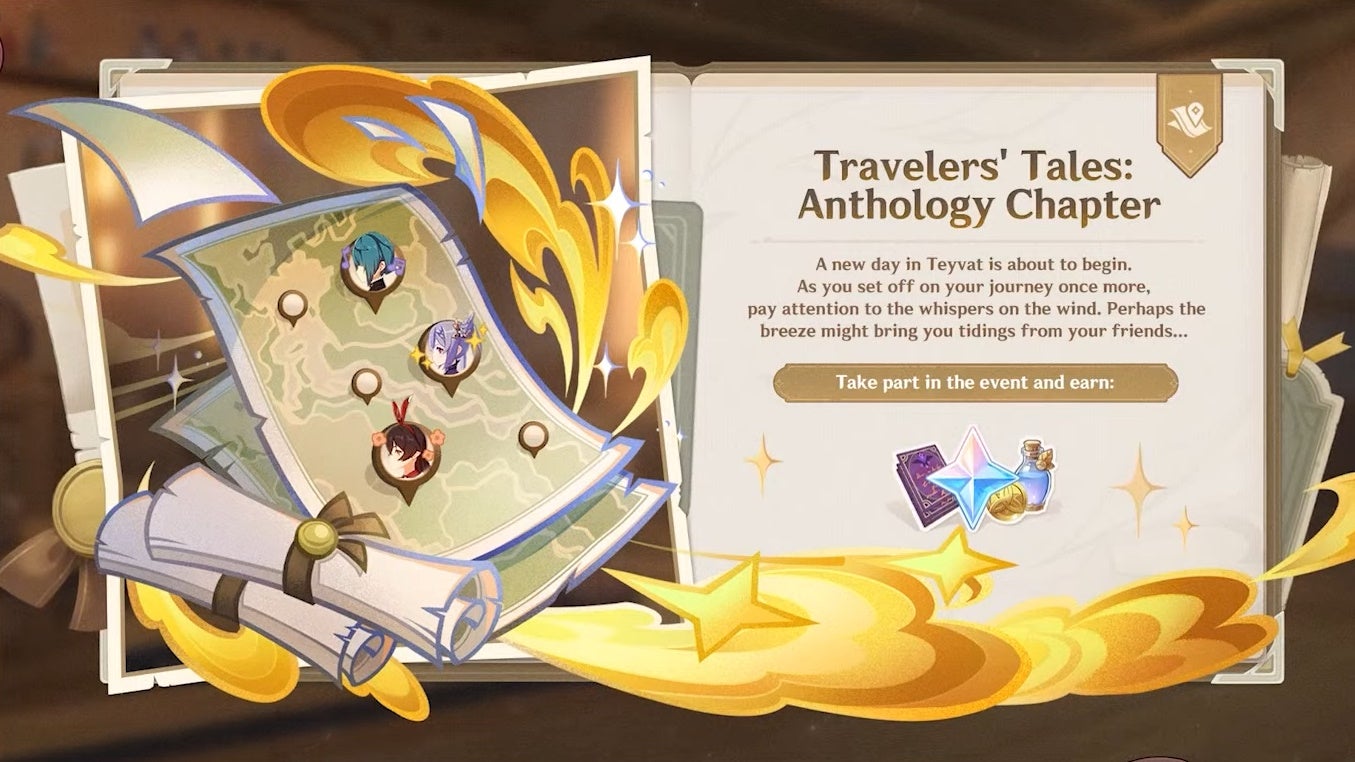 Details and rewards for the Traveler&rsquo;s Tales Anthology Chapter event in Genshin Impact.