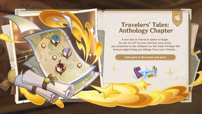 Details and rewards for the Traveler’s Tales Anthology Chapter event in Genshin Impact.