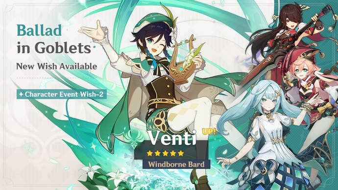 Venti’s Banner in version 5.5 of Genshin Impact with Beidou, Faruzan, and Yanfei.