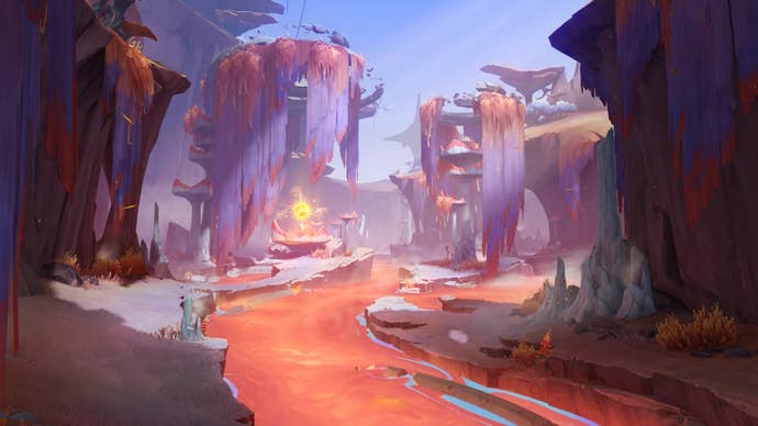 The Great Volcano of Tollan area of Natlan in Genshin Impact.