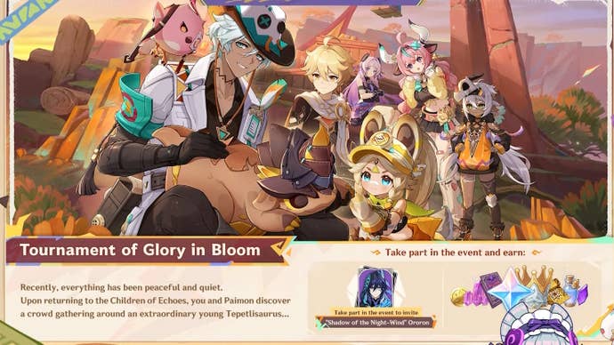 Event details for Tournament of Glory in Bloom during version 5.5 of Genshin Impact.