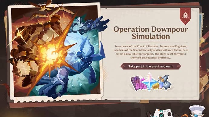 Event details for Operation Downpour Simulation in Genshin Impact.