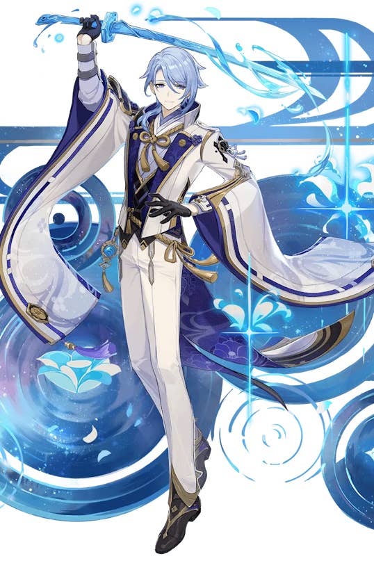 Cropped splash art of Ayato from Genshin Impact.