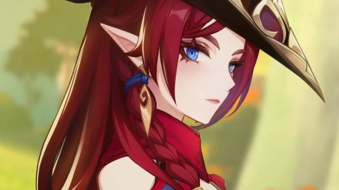 Close up of Chasca from Genshin Impact.