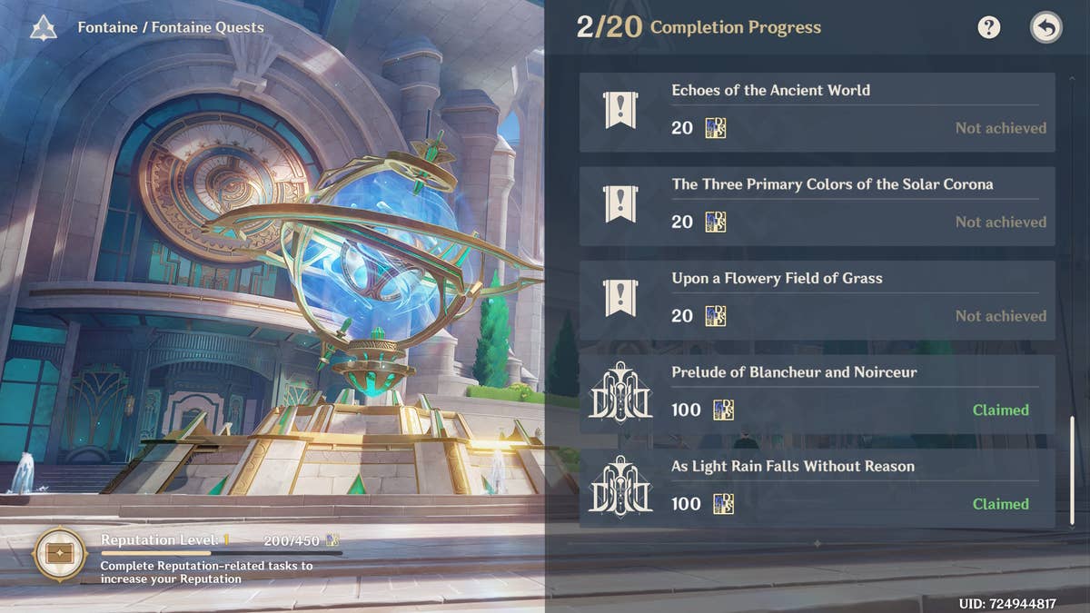 Genshin Impact how to unlock Fontaine Reputation, all Fontaine