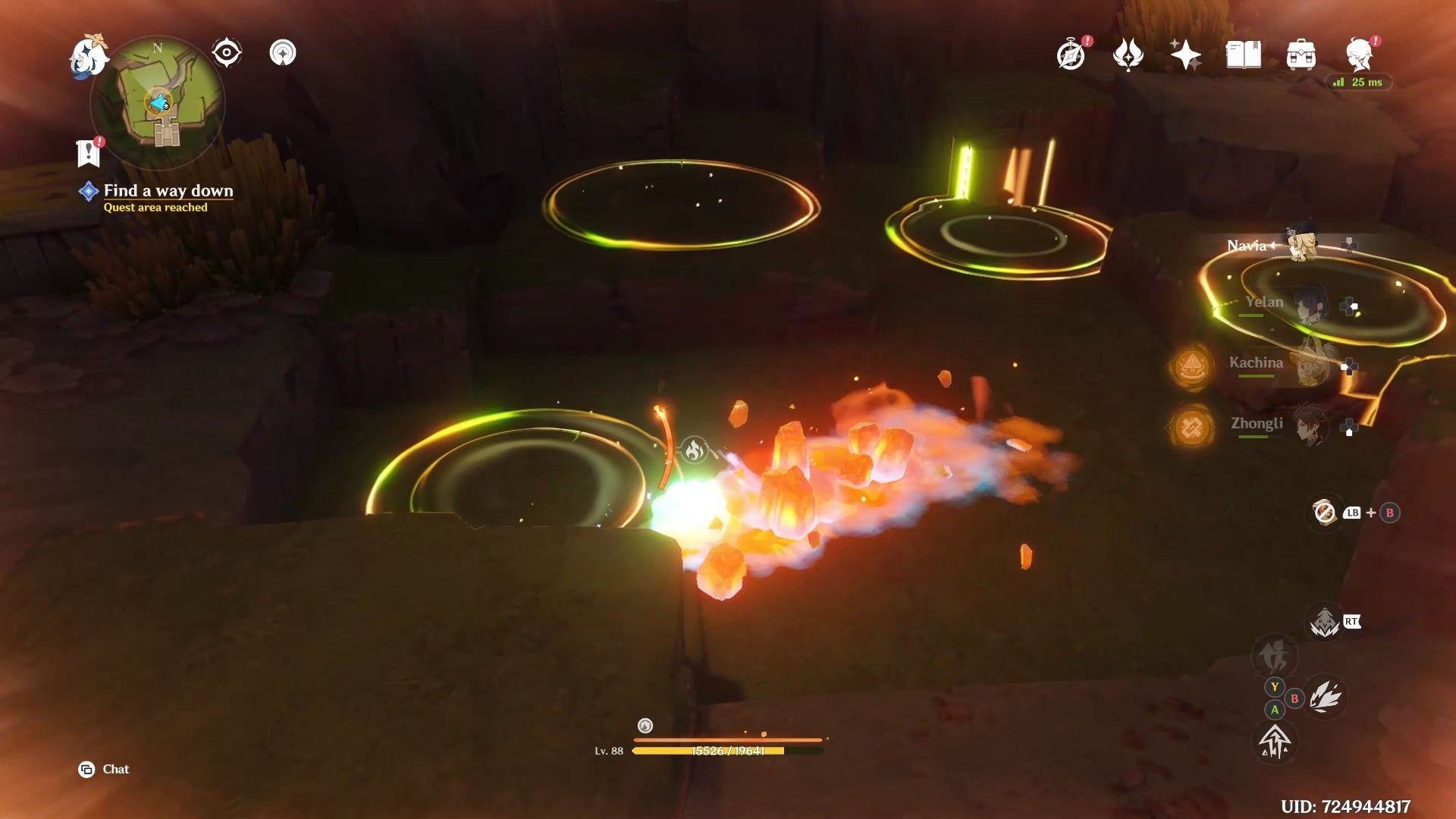 A Tepetlisaurus Saurian burrowing underground with four shimmering circles in Genshin Impact.