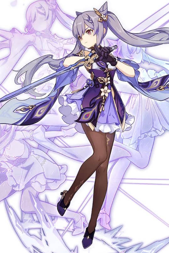 Cropped splash art of Keqing in Genshin Impact.