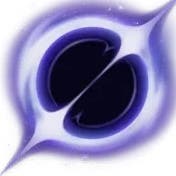 menu image of lightless eye of the maelstrom material, which is a black circle with a purple glow