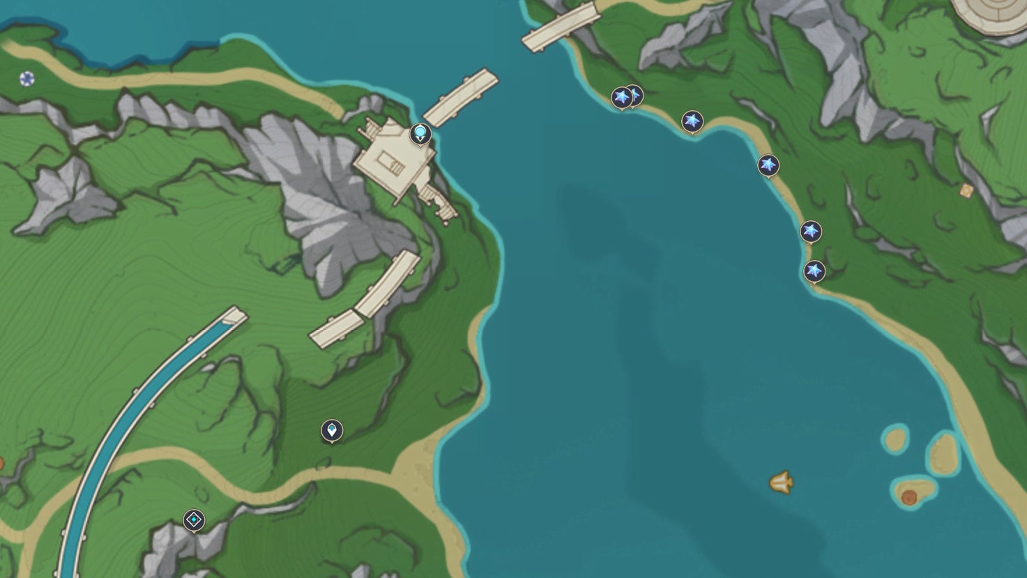 Lumitoile locations on a map in Genshin Impact.