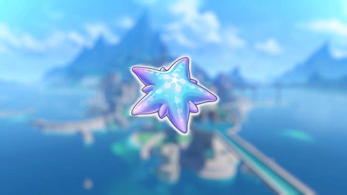 Lumitoile on a blurred background of Fontaine in Genshin Impact.