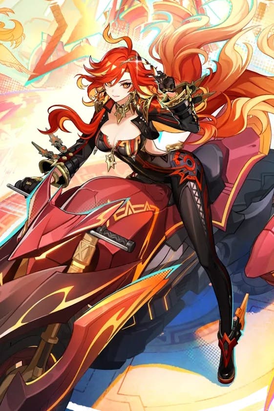Cropped view of Mavuika's splash art in Genshin Impact.