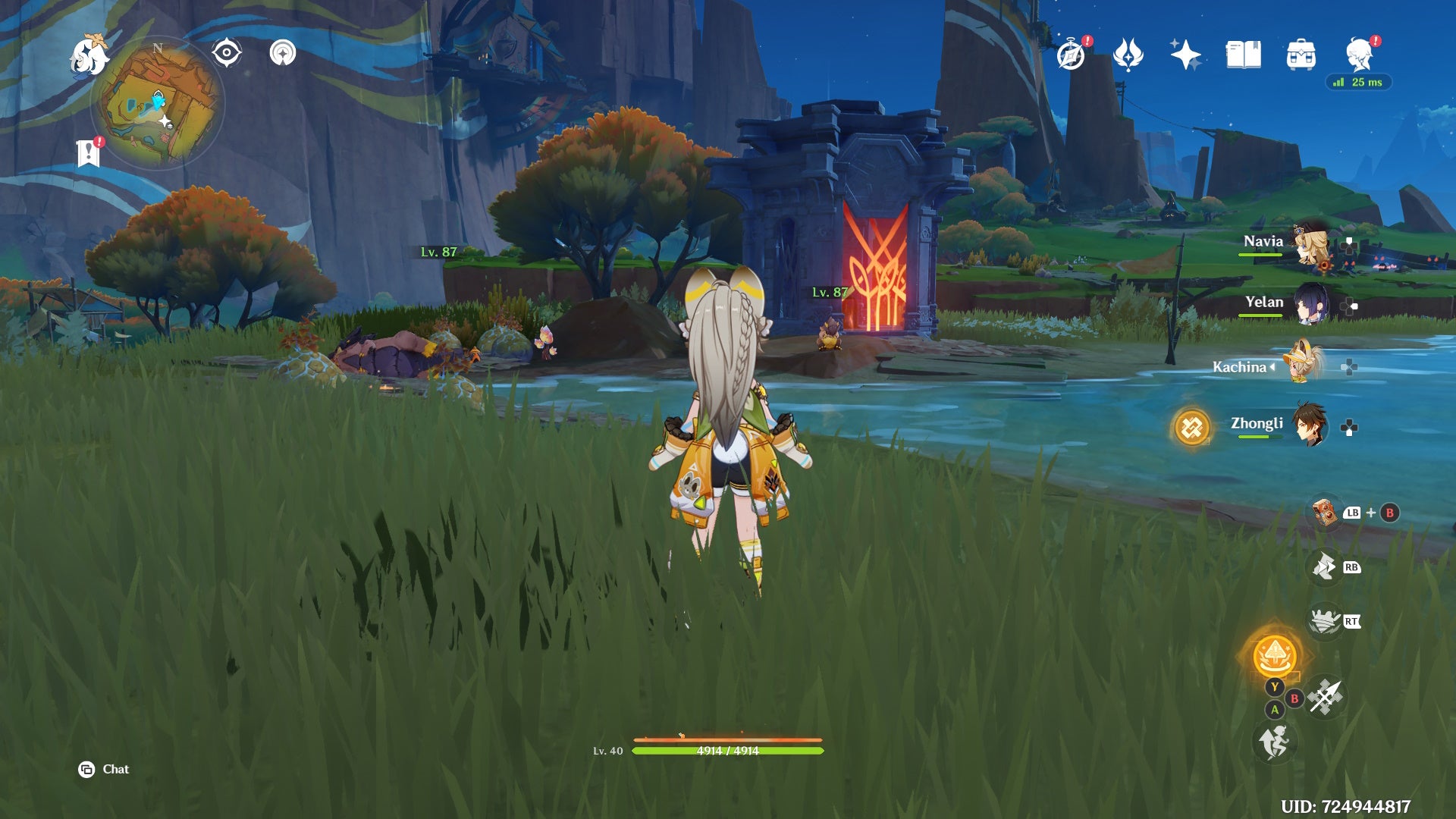 Kachina looking at a Natlan Shrine of Depth in Genshin Impact.