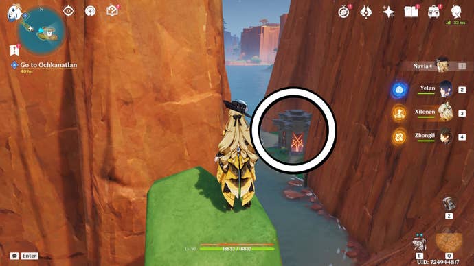 A Natlan Shrine of the Depth location circled in Genshin Impact.